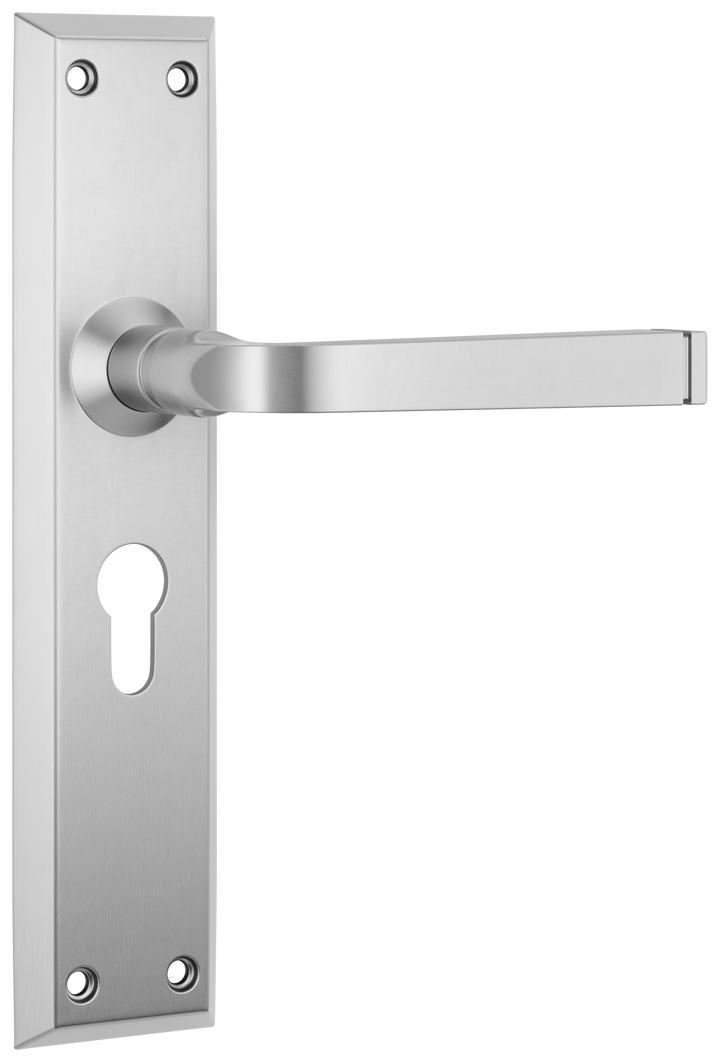 Door Lever Menton Euro Pair Satin Chrome H225xW50xP75mm