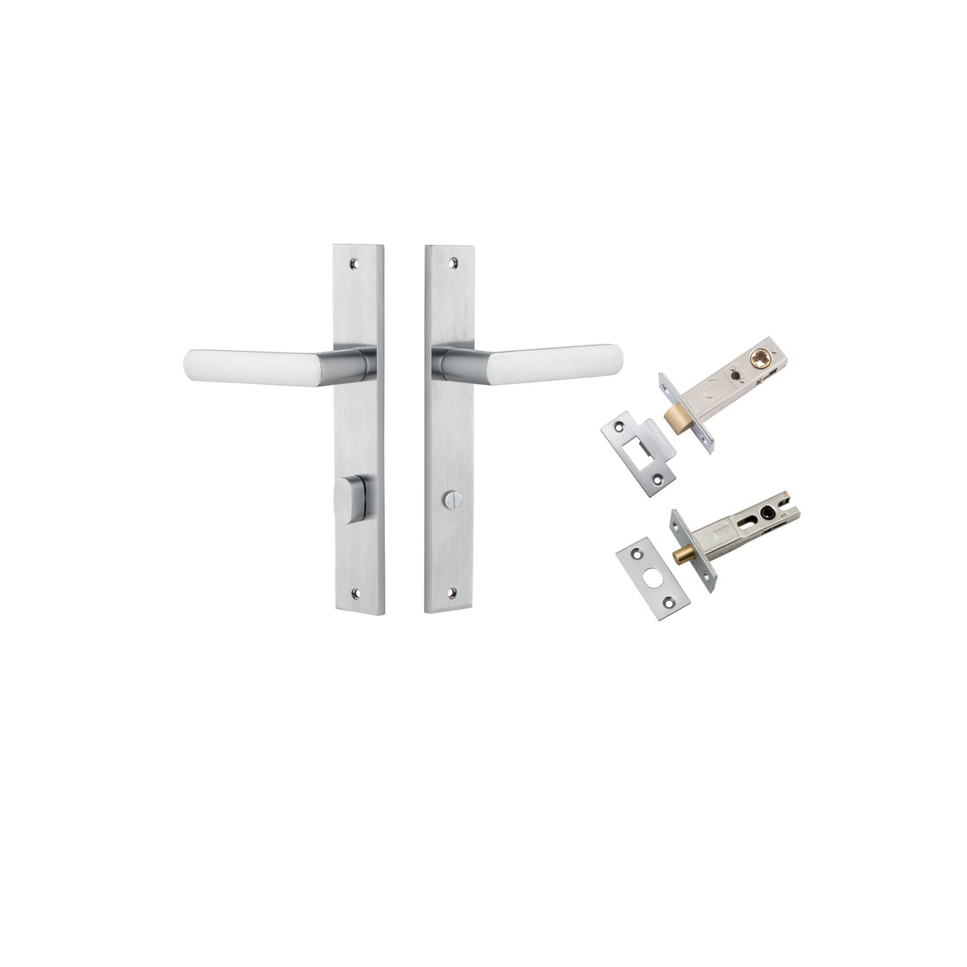 Osaka Lever - Rectangular Backplate Privacy Kit with Privacy Turn Brushed Chrome