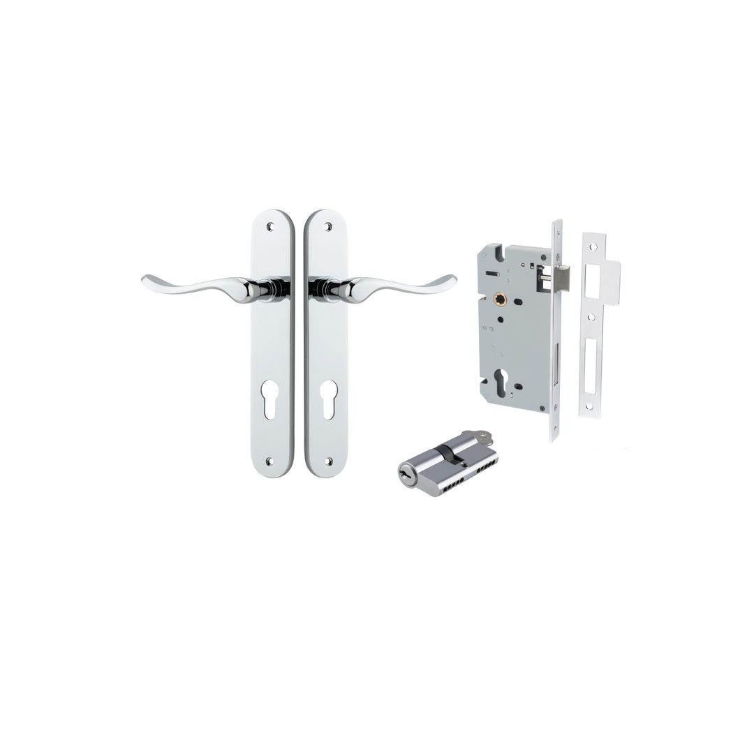 Stirling Lever - Oval Backplate Entrance Kit with High Security Lock Polished Chrome