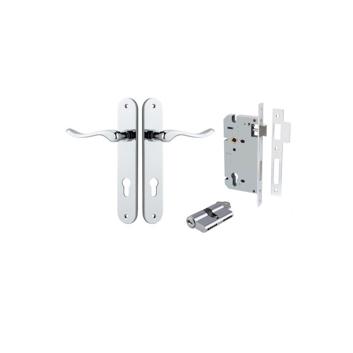 Stirling Lever - Oval Backplate Entrance Kit with High Security Lock Polished Chrome