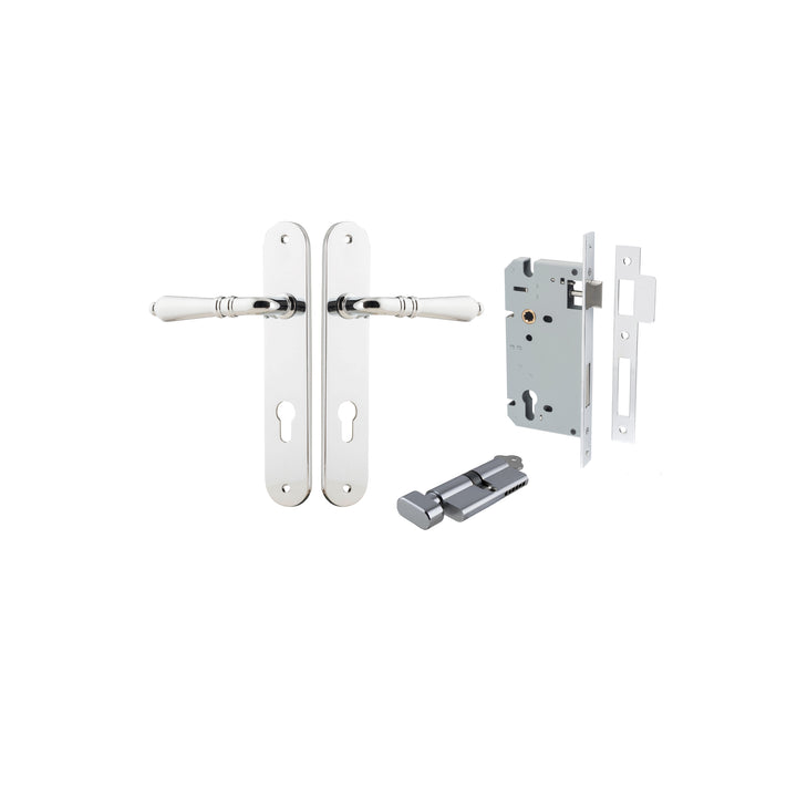 Sarlat Lever - Oval Backplate Entrance Kit with High Security Lock Polished Chrome