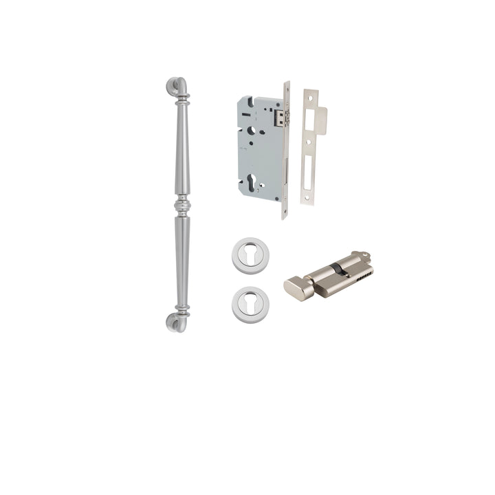Sarlat Pull Handle - 450mm Entrance Kit with Separate High Security Lock Satin Nickel