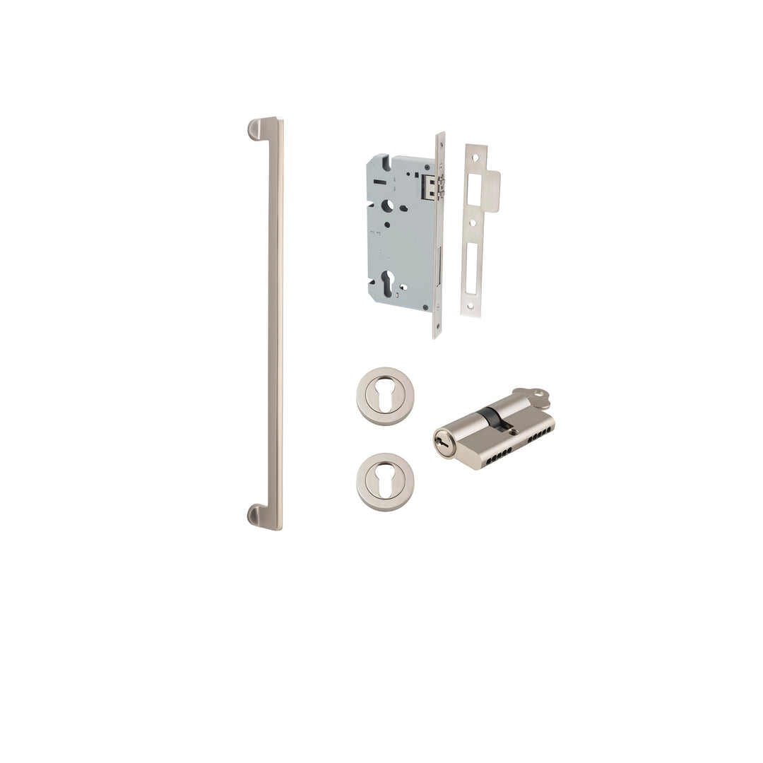 Baltimore Pull Handle - 600mm Entrance Kit with Separate High Security Lock Satin Nickel
