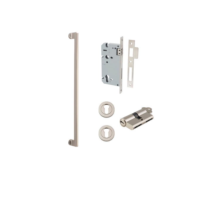 Baltimore Pull Handle - 600mm Entrance Kit with Separate High Security Lock Satin Nickel