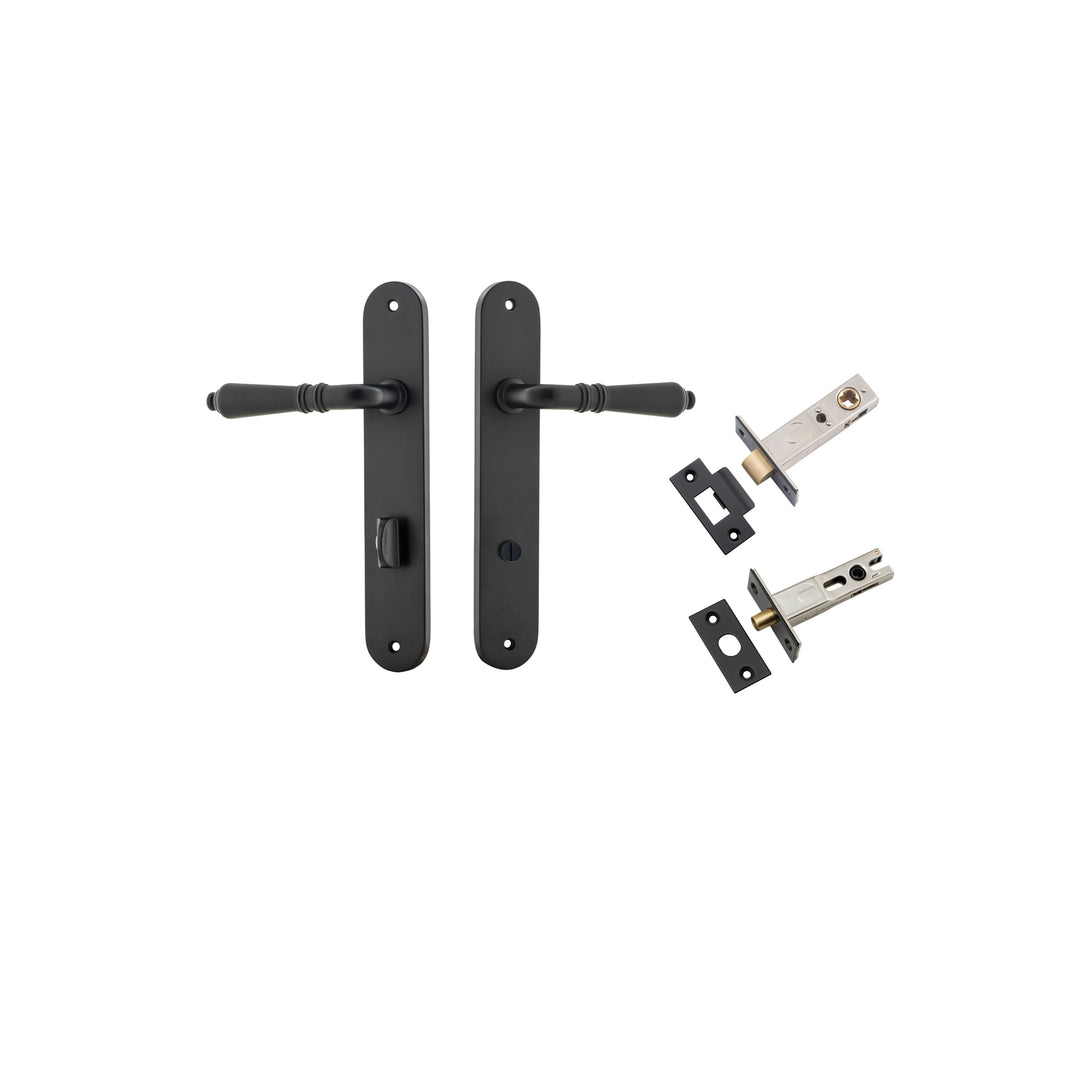 Sarlat Lever - Oval Backplate Privacy Kit with Privacy Turn Matt Black