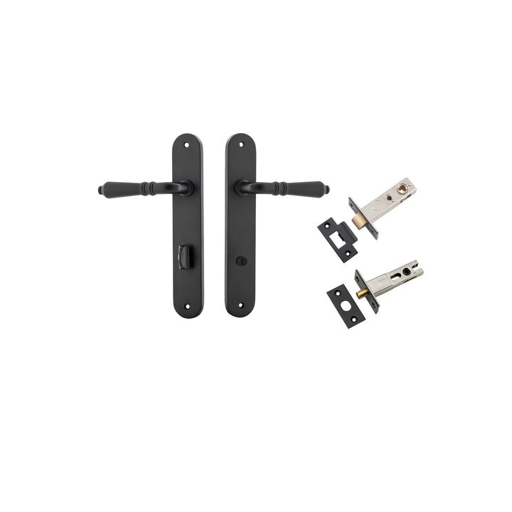 Sarlat Lever - Oval Backplate Privacy Kit with Privacy Turn Matt Black
