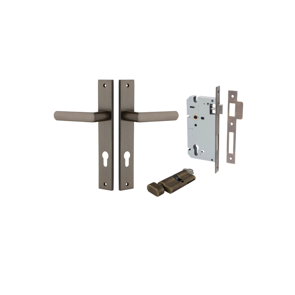 Osaka Lever - Rectangular Backplate Entrance Kit with High Security Lock Signature Brass