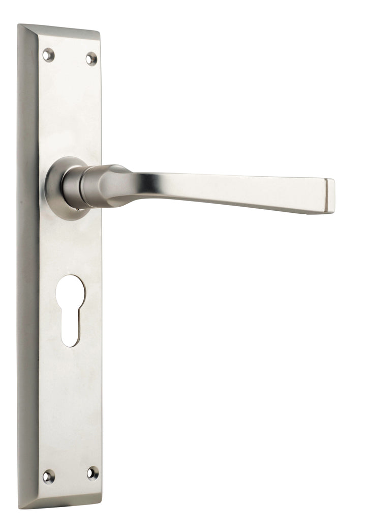 Door Lever Menton Euro Pair Satin Nickel H225xW50xP75mm
