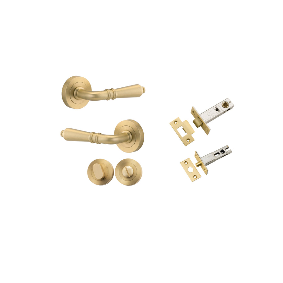 Sarlat Lever - Round Rose with Separate Privacy Turn Brushed Gold PVD