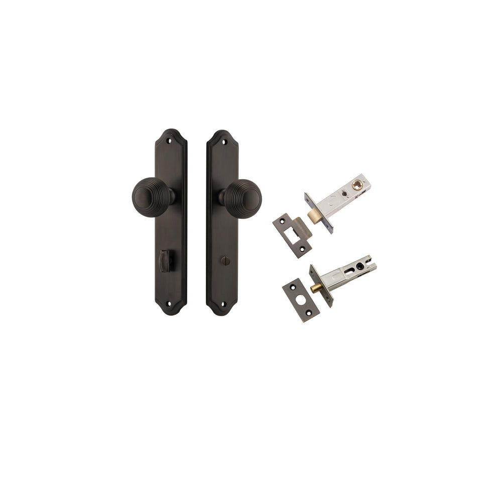 Guildford Knob - Shouldered Backplate Privacy Kit with Privacy Turn Signature Brass