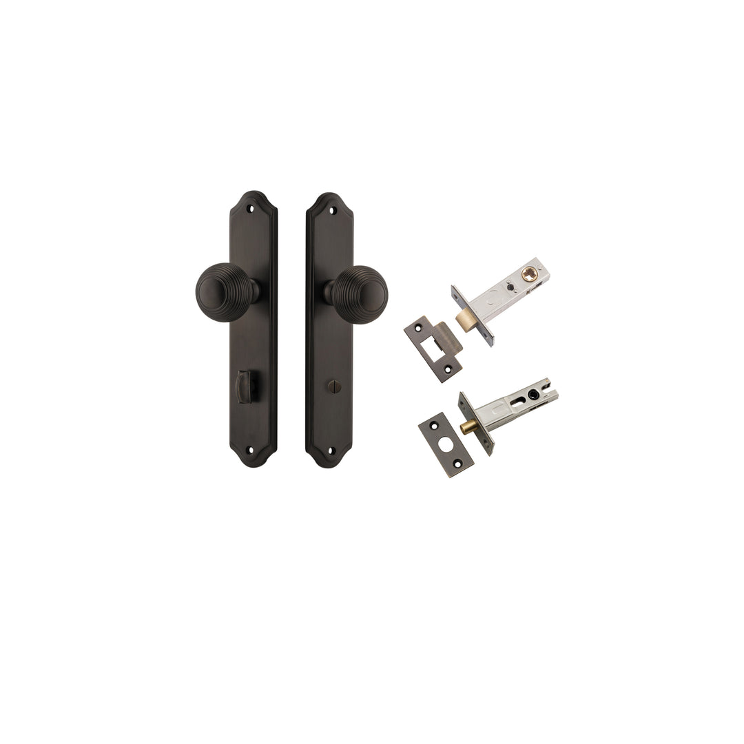 Guildford Knob - Shouldered Backplate Privacy Kit with Privacy Turn Signature Brass