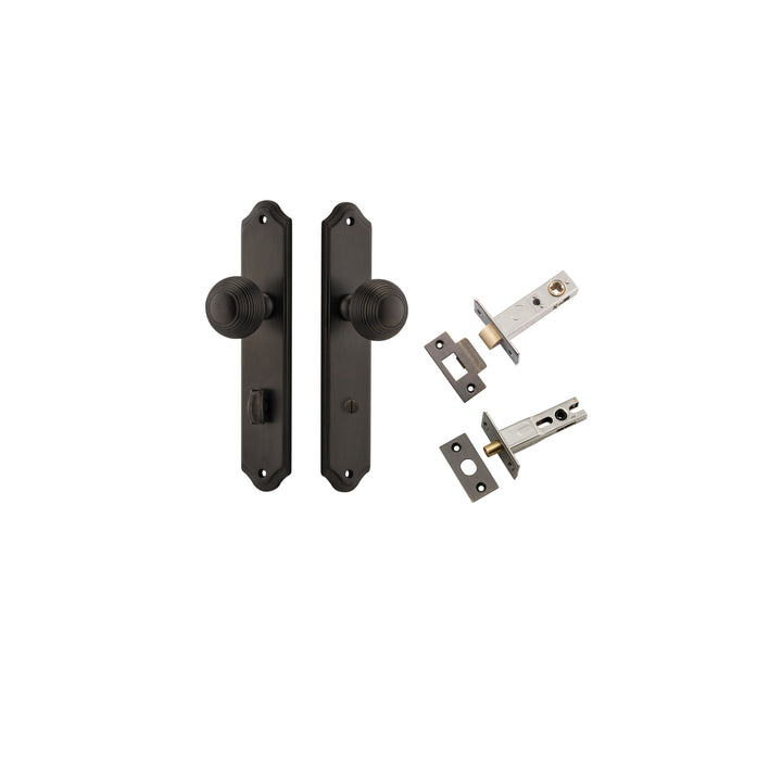 Guildford Knob - Shouldered Backplate Privacy Kit with Privacy Turn Signature Brass