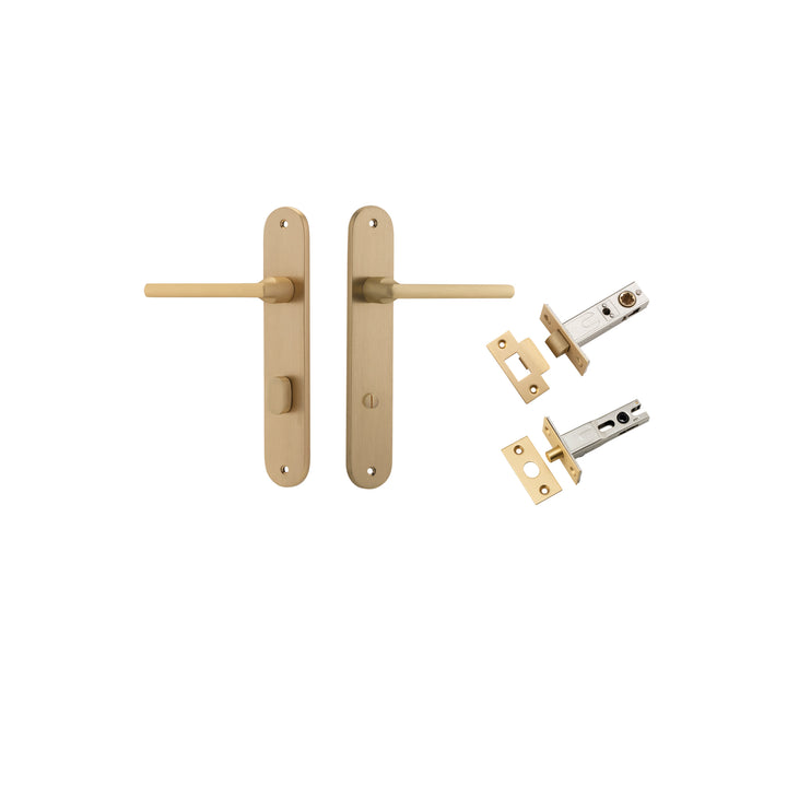 Baltimore Lever - Oval Backplate Privacy Kit with Privacy Turn Brushed Brass