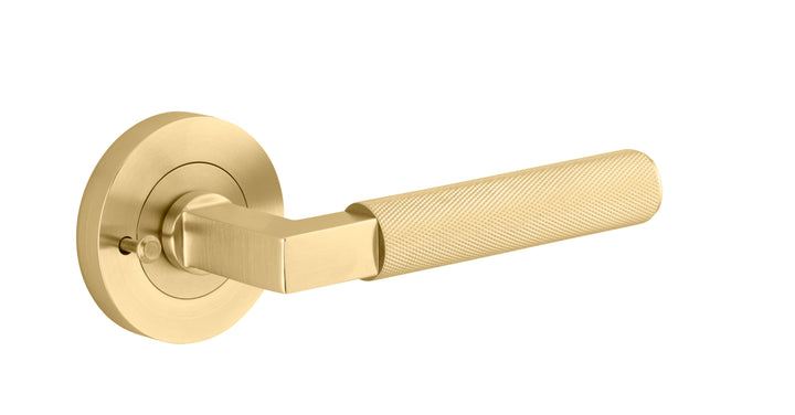 Brunswick Lever - Round Rose Privacy Kit (Inbuilt Privacy) Brushed Gold PVD