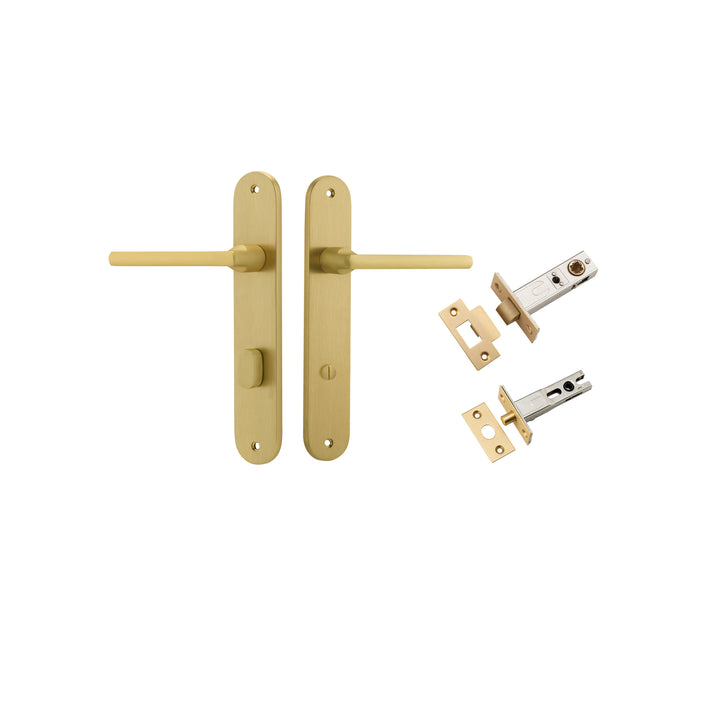 Baltimore Lever - Oval Backplate Privacy Kit with Privacy Turn Brushed Gold PVD