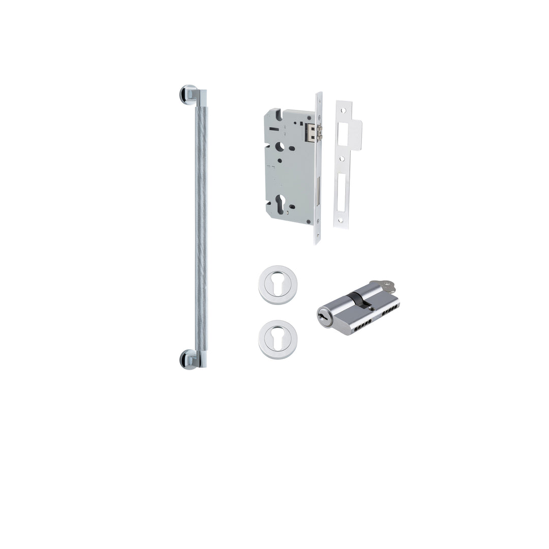 Brunswick Pull Handle - 450mm Entrance Kit with Separate High Security Lock Polished Chrome