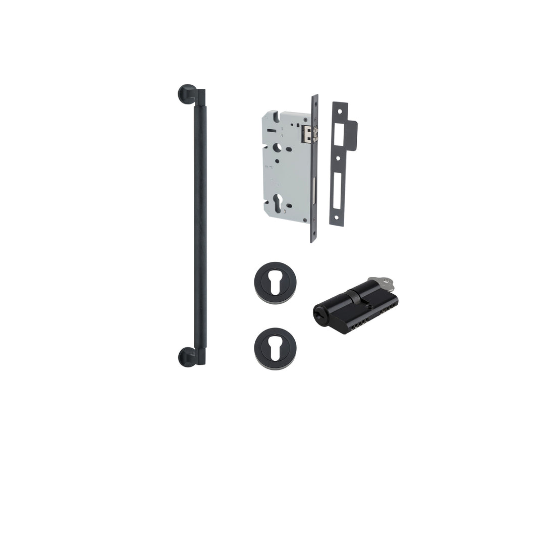 Brunswick Pull Handle - 450mm Entrance Kit with Separate High Security Lock Matt Black