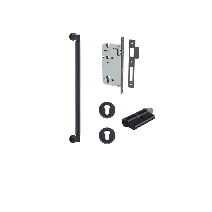 Brunswick Pull Handle - 450mm Entrance Kit with Separate High Security Lock Matt Black