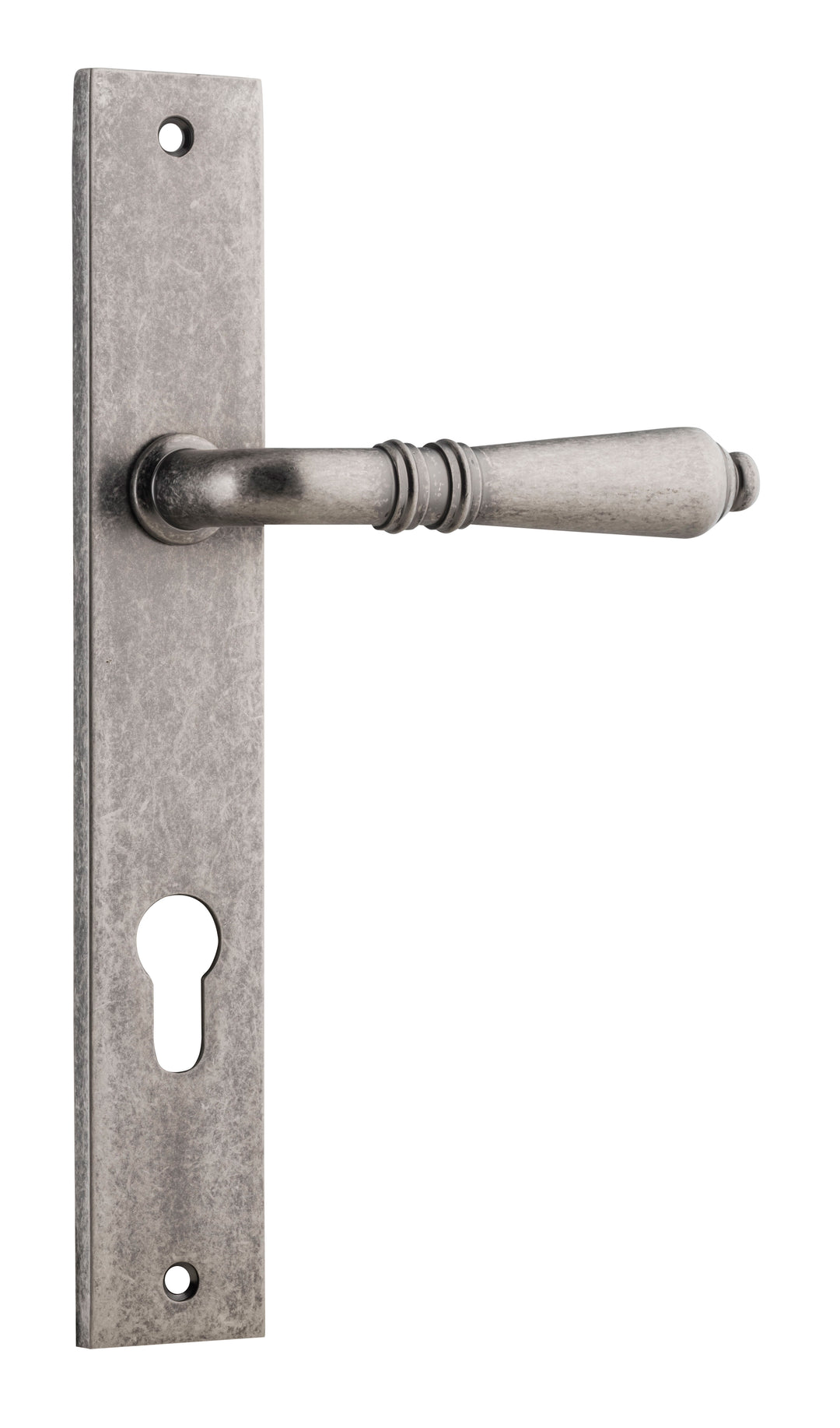 Sarlat Lever - Rectangular Backplate Distressed Nickel