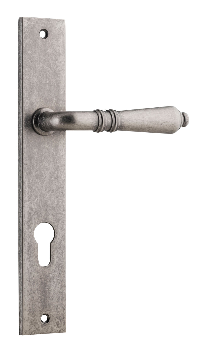 Sarlat Lever - Rectangular Backplate Distressed Nickel