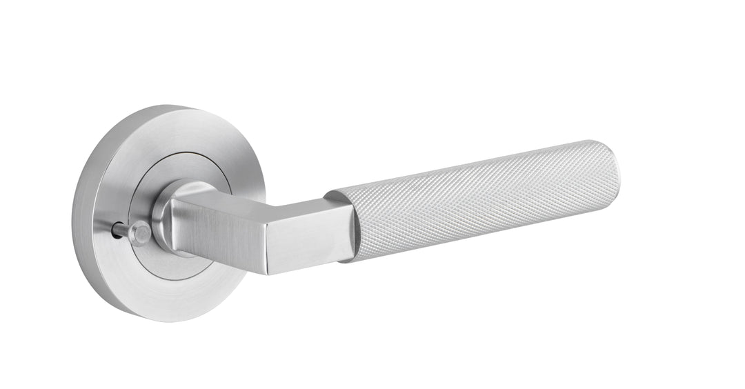 Brunswick Lever - Round Rose Privacy Kit (Inbuilt Privacy) Brushed Chrome