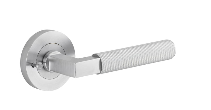 Brunswick Lever - Round Rose Privacy Kit (Inbuilt Privacy) Brushed Chrome