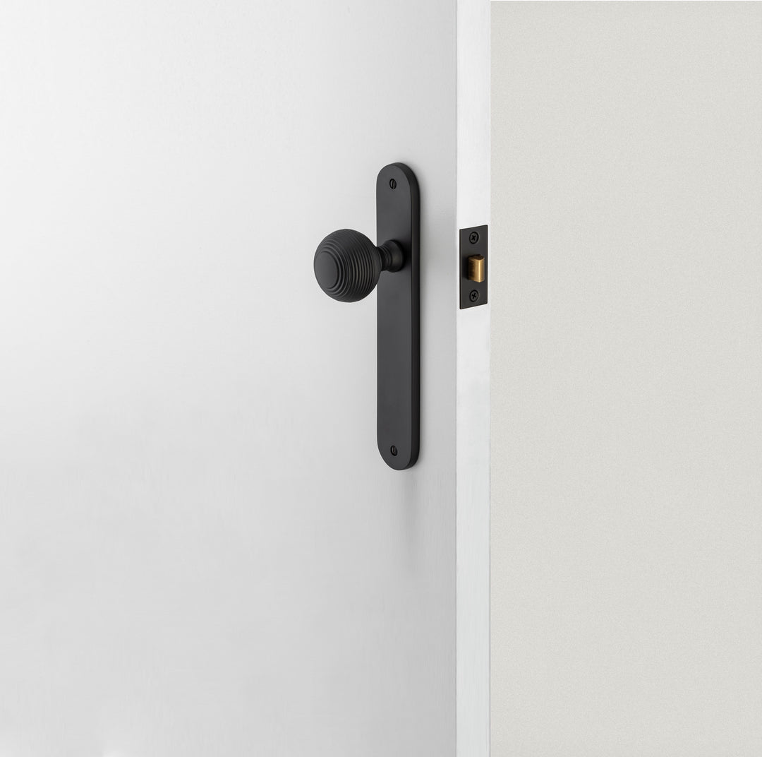 Guildford Knob - Oval Backplate Passage Kit Matt Black