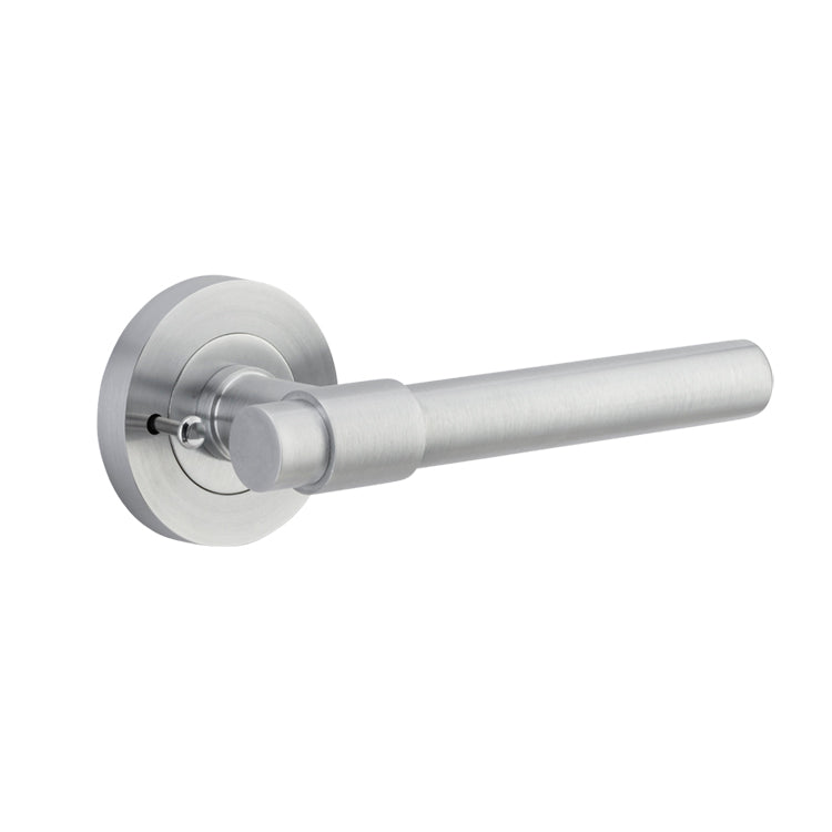 Helsinki Lever - Round Rose (Inbuilt Privacy) Brushed Chrome