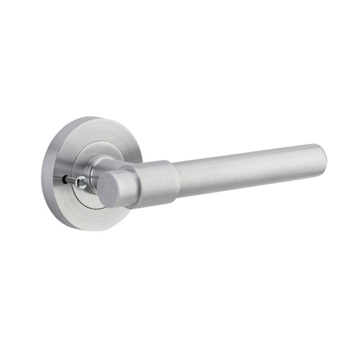 Helsinki Lever - Round Rose (Inbuilt Privacy) Brushed Chrome