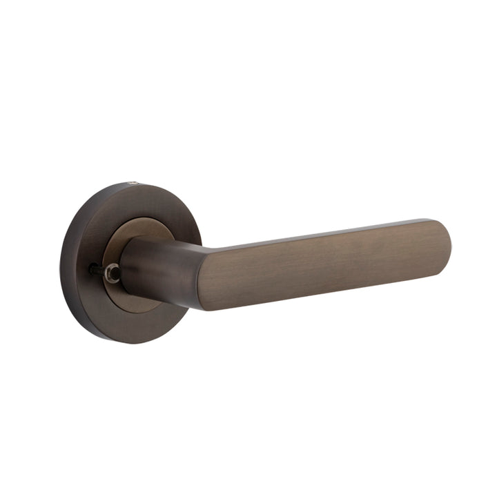 Osaka Lever - Round Rose (Inbuilt Privacy) Signature Brass