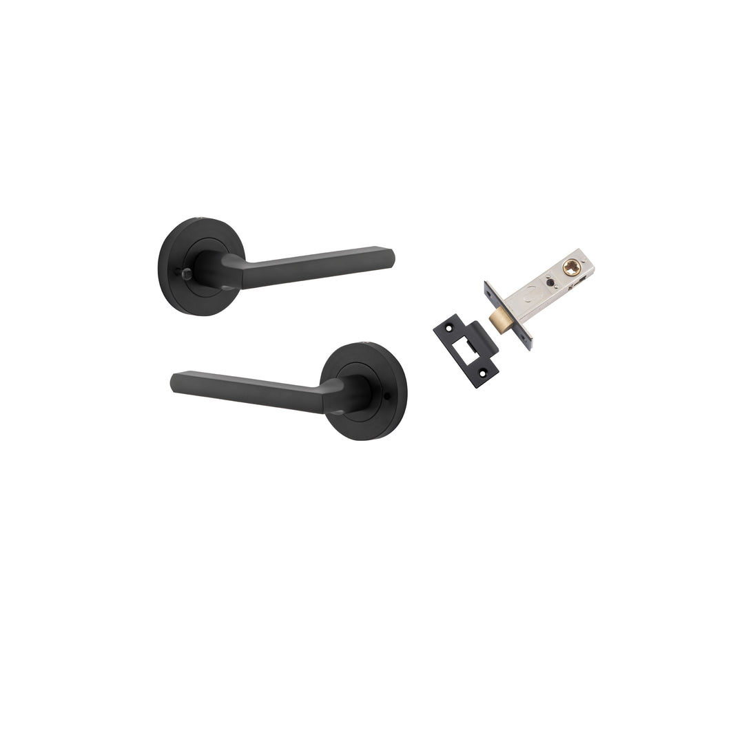 Baltimore Lever - Round Rose (Inbuilt Privacy) Matt Black