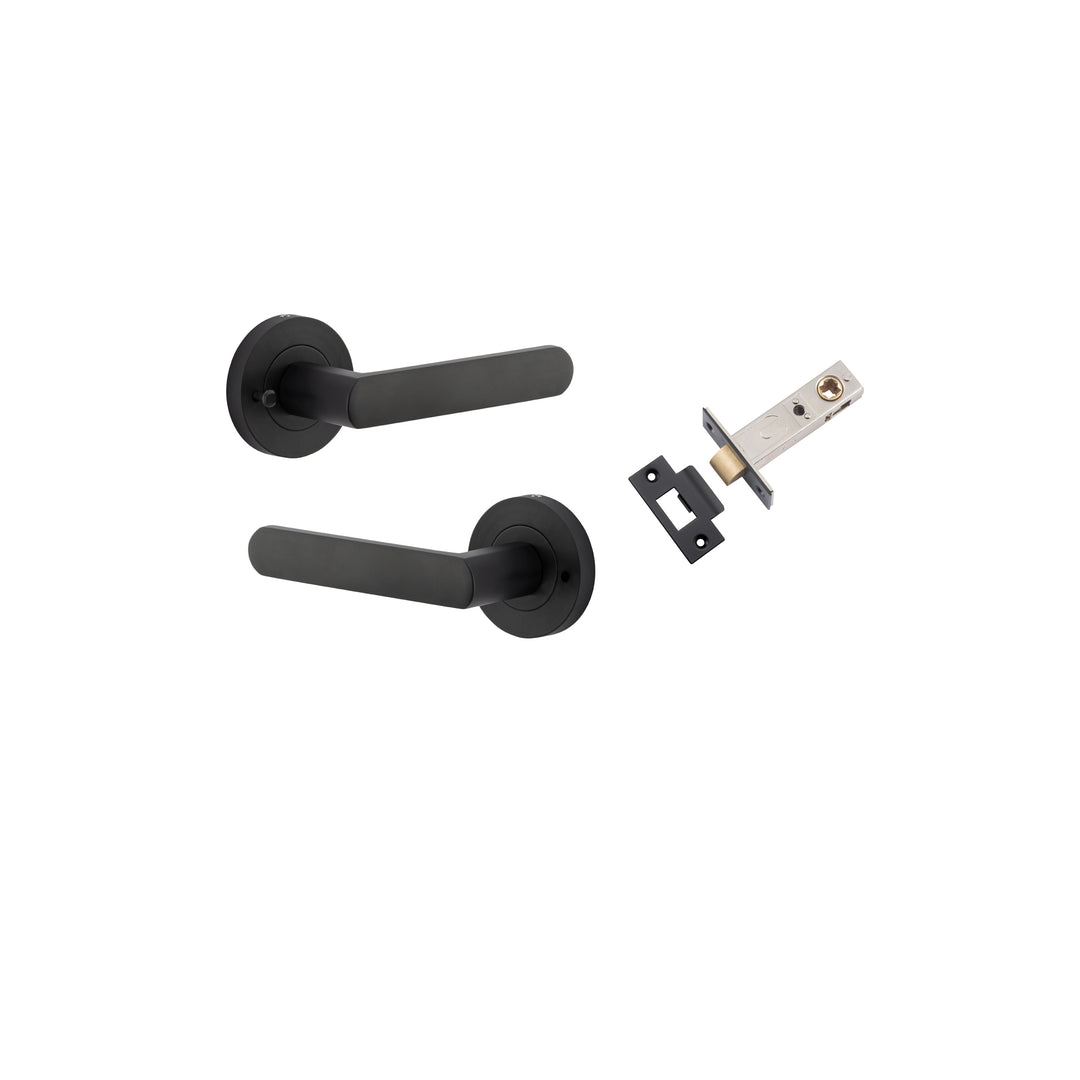 Osaka Lever - Round Rose (Inbuilt Privacy) Matt Black