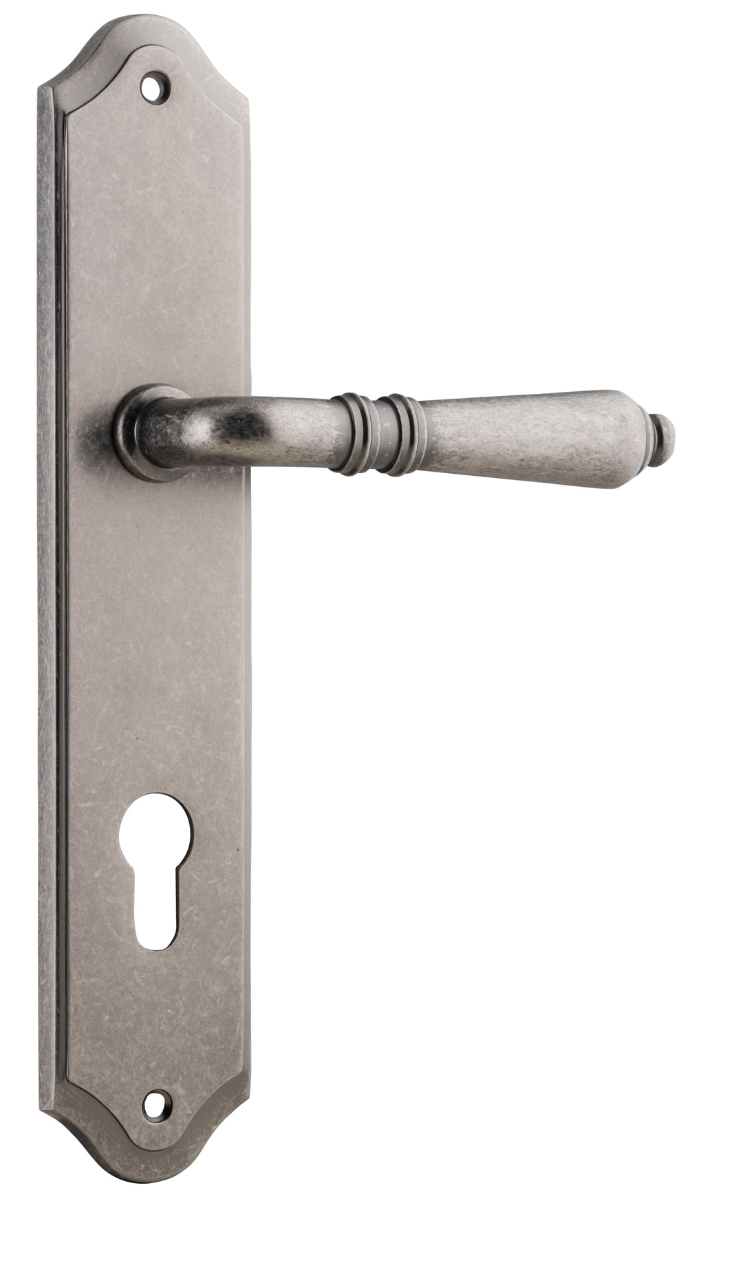 Sarlat Lever - Shouldered Backplate Distressed Nickel