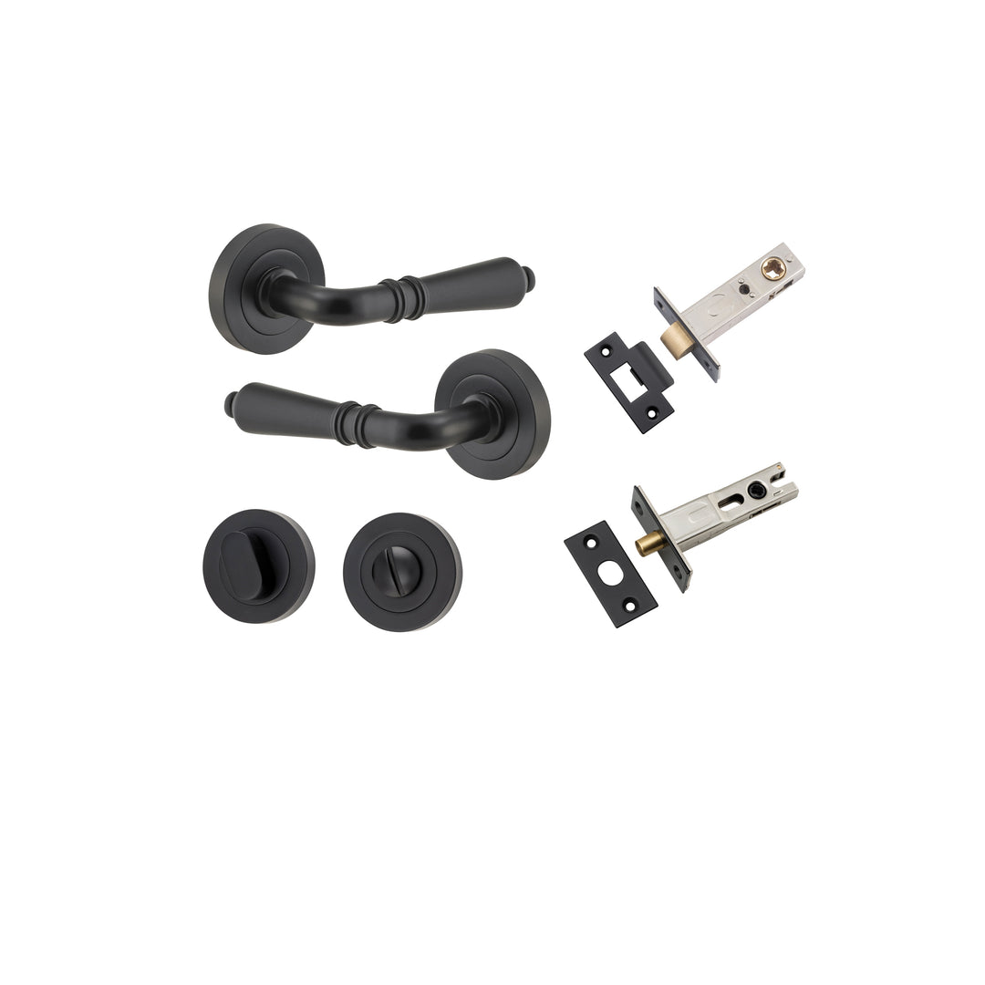 Sarlat Lever - Round Rose Privacy Kit with Separate Privacy Turn Matt Black