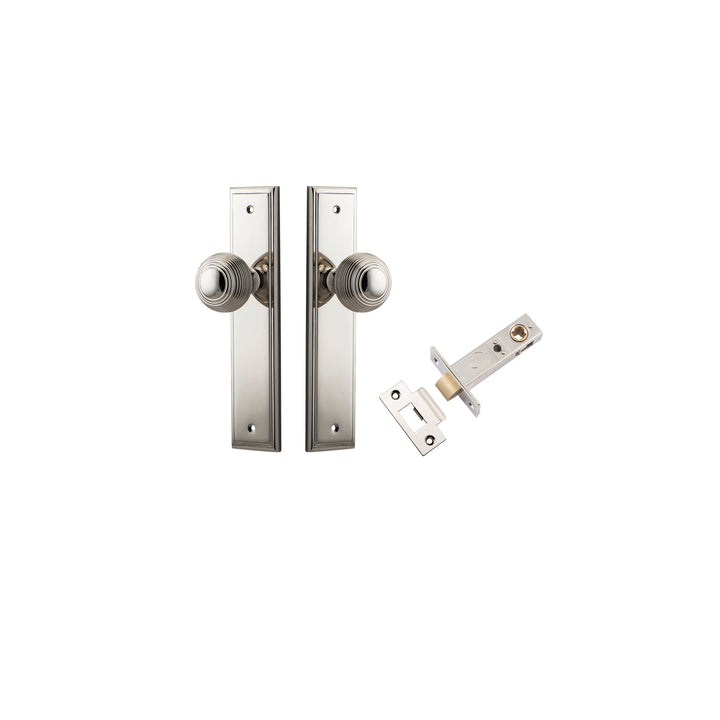 Guildford Knob - Stepped Backplate Passage Kit Polished Nickel