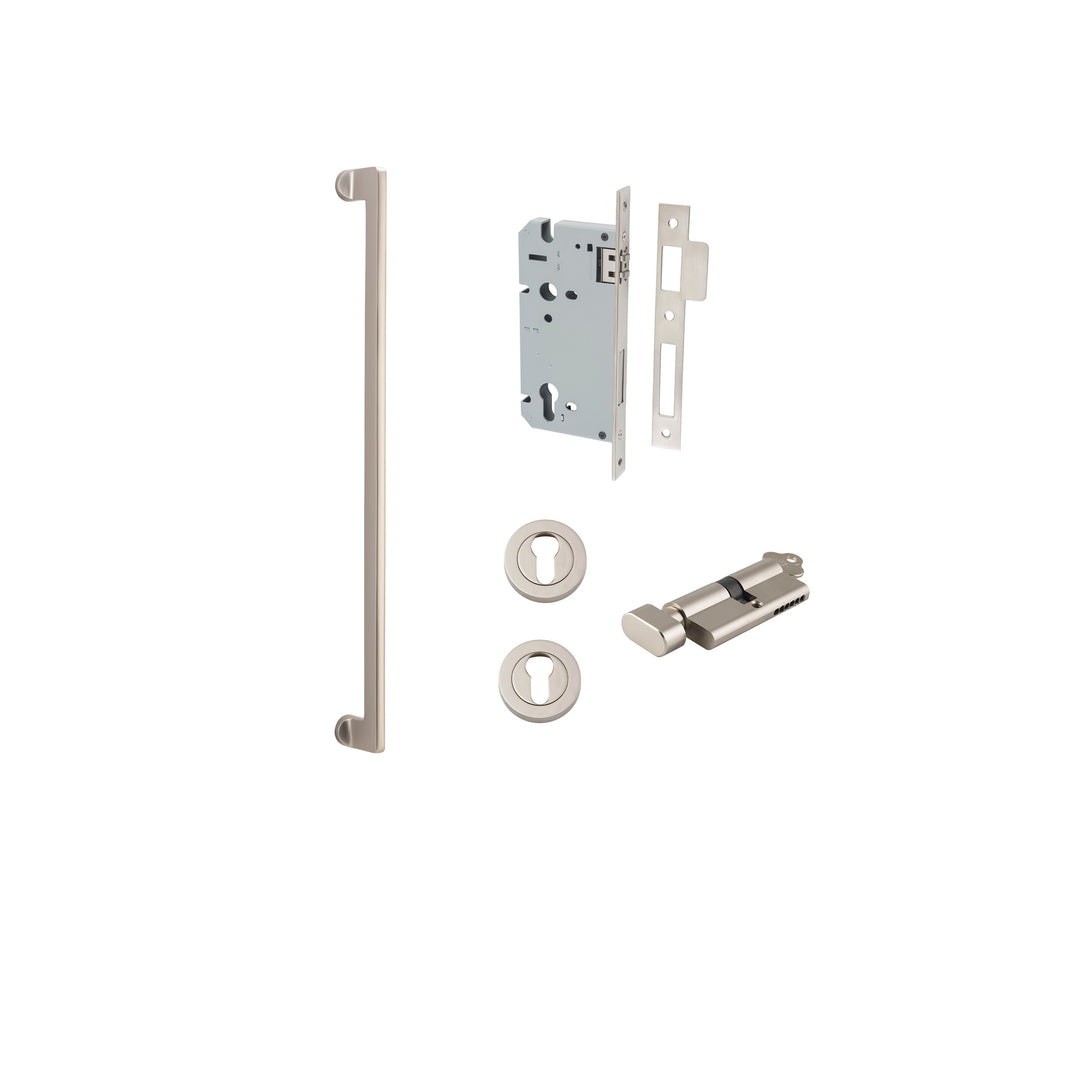 Baltimore Pull Handle - 600mm Entrance Kit with Separate High Security Lock Satin Nickel