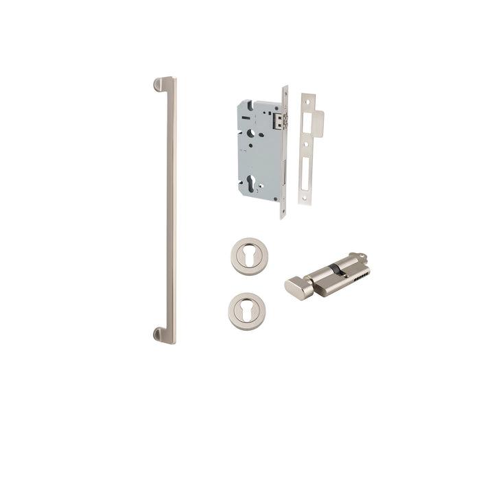 Baltimore Pull Handle - 600mm Entrance Kit with Separate High Security Lock Satin Nickel