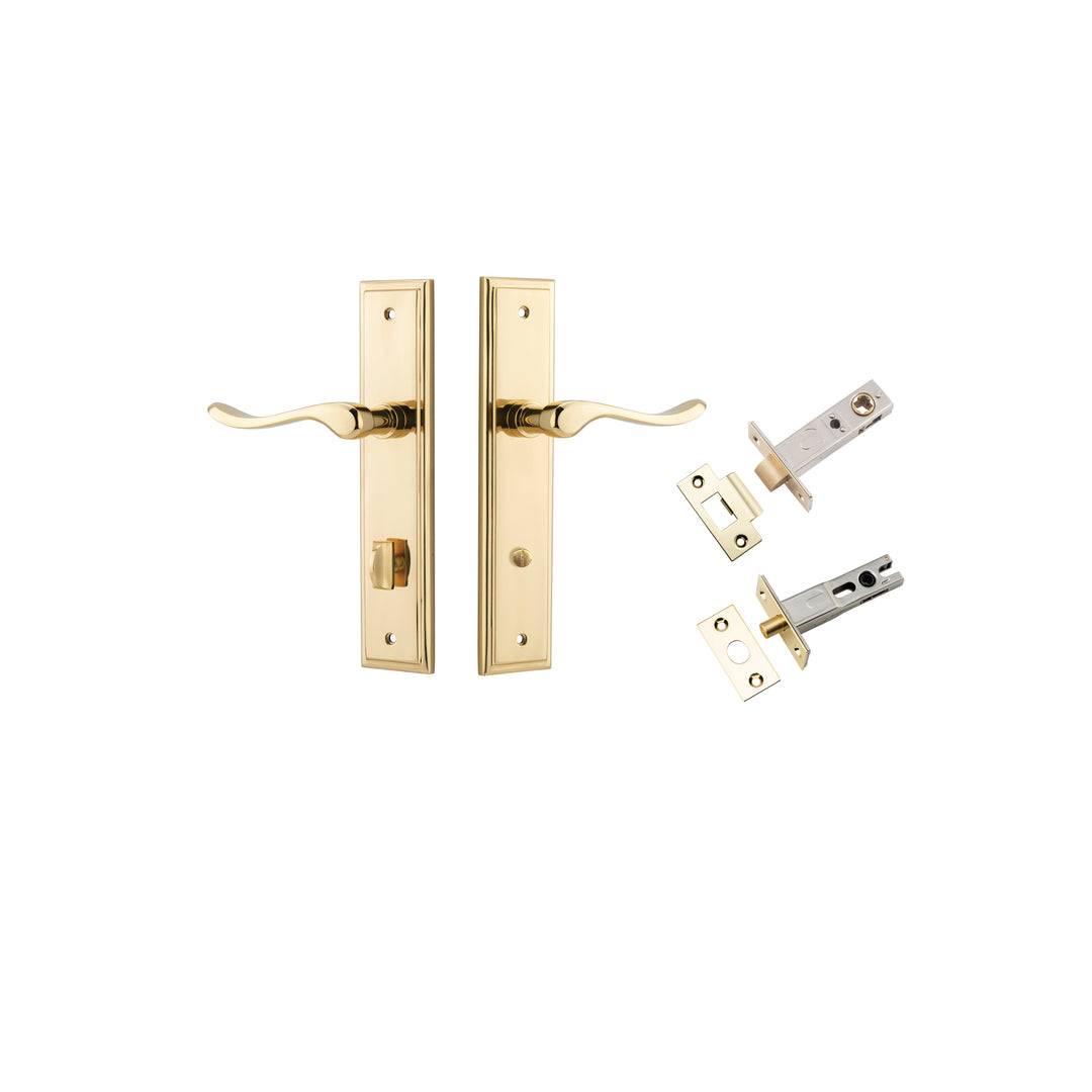 Stirling Lever - Stepped Backplate Privacy Kit with Privacy Turn Polished Brass