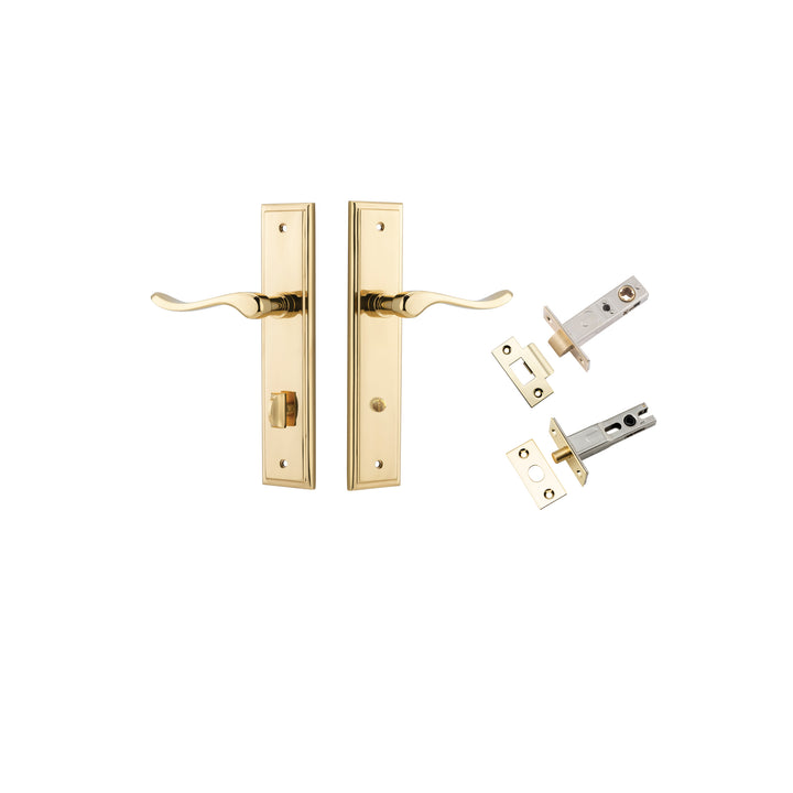 Stirling Lever - Stepped Backplate Privacy Kit with Privacy Turn Polished Brass