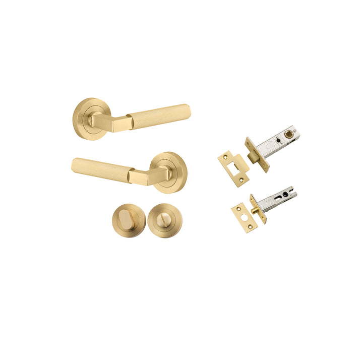 Brunswick Lever - Round Rose Privacy Kit Brushed Gold PVD