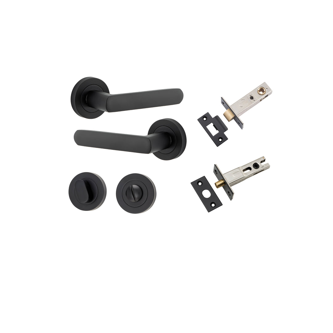 Osaka Lever - Round Rose Privacy Kit with Separate Privacy Turn Matt Black