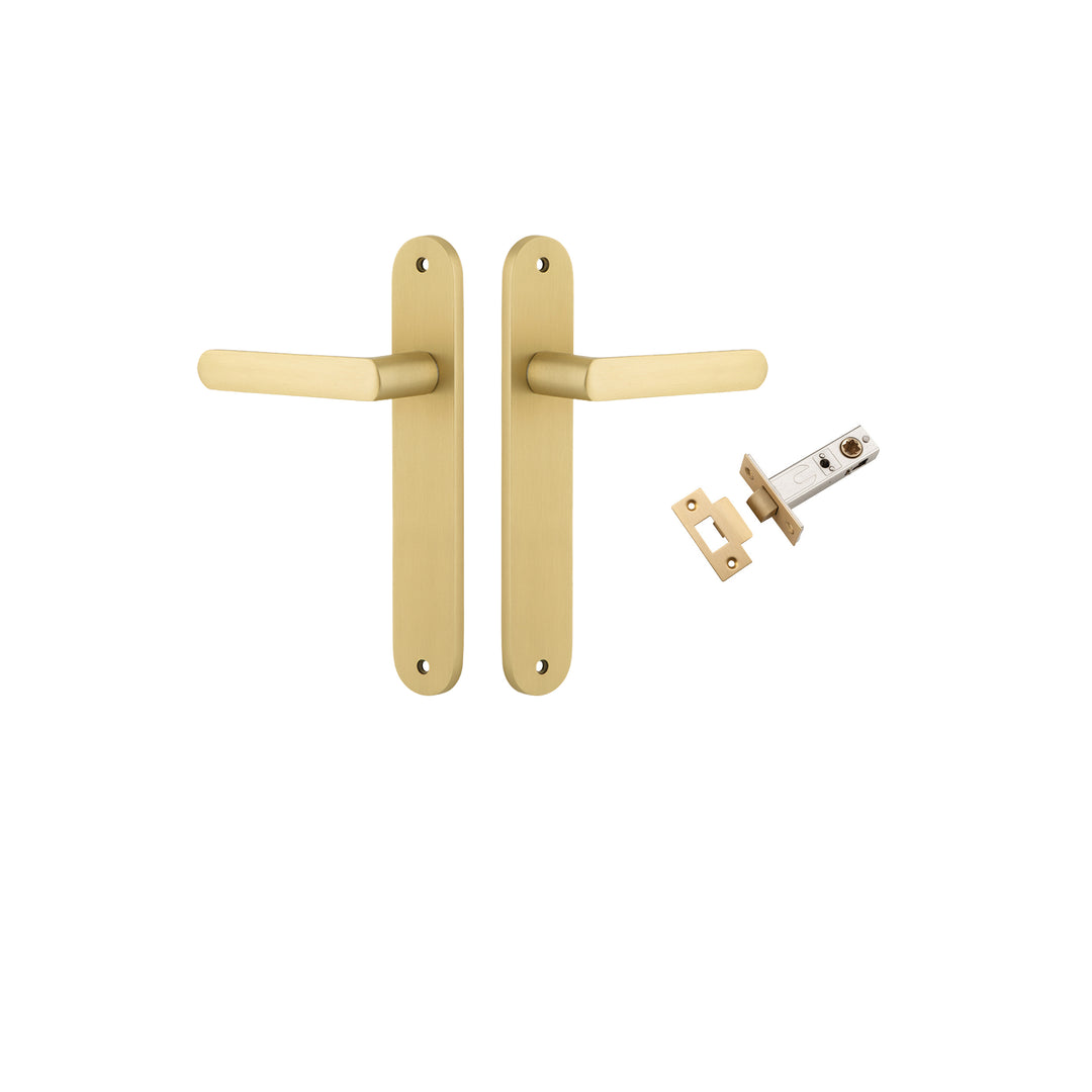 Osaka Lever - Oval Backplate Passage Kit Brushed Gold PVD