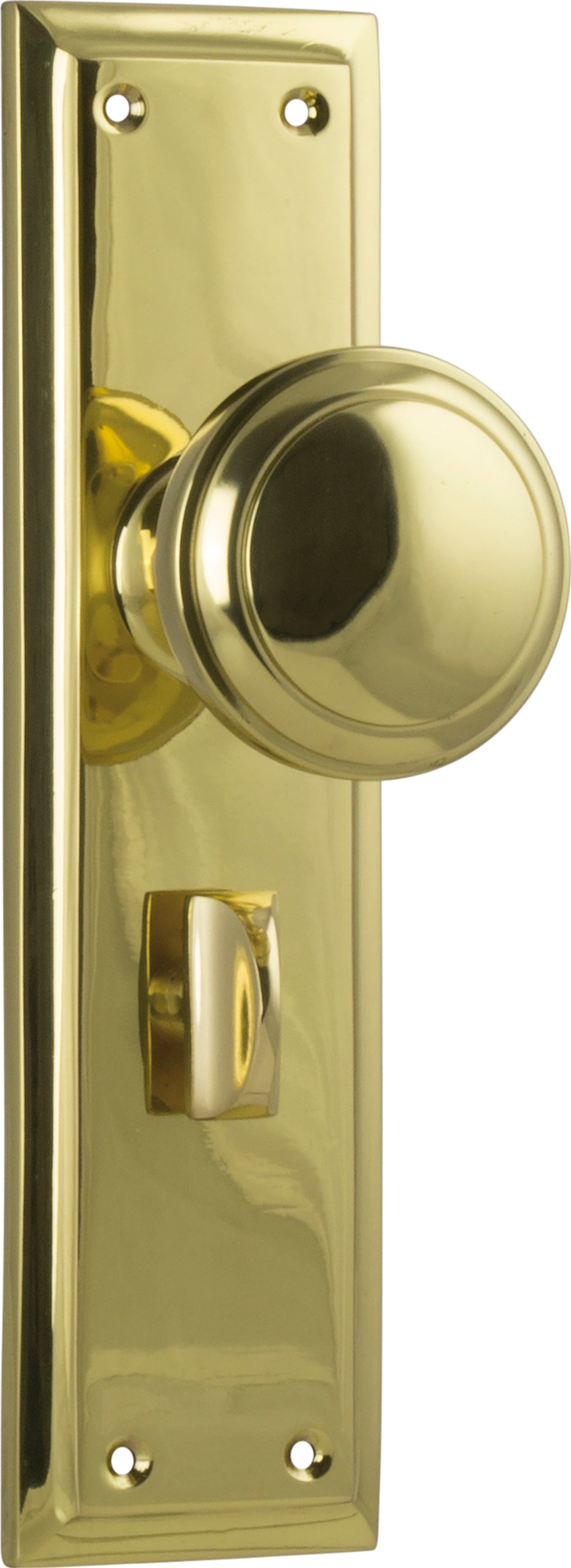 Door Knob Milton Privacy Pair Unlacquered Polished Brass H200xW50xP73mm with privacy adaptor