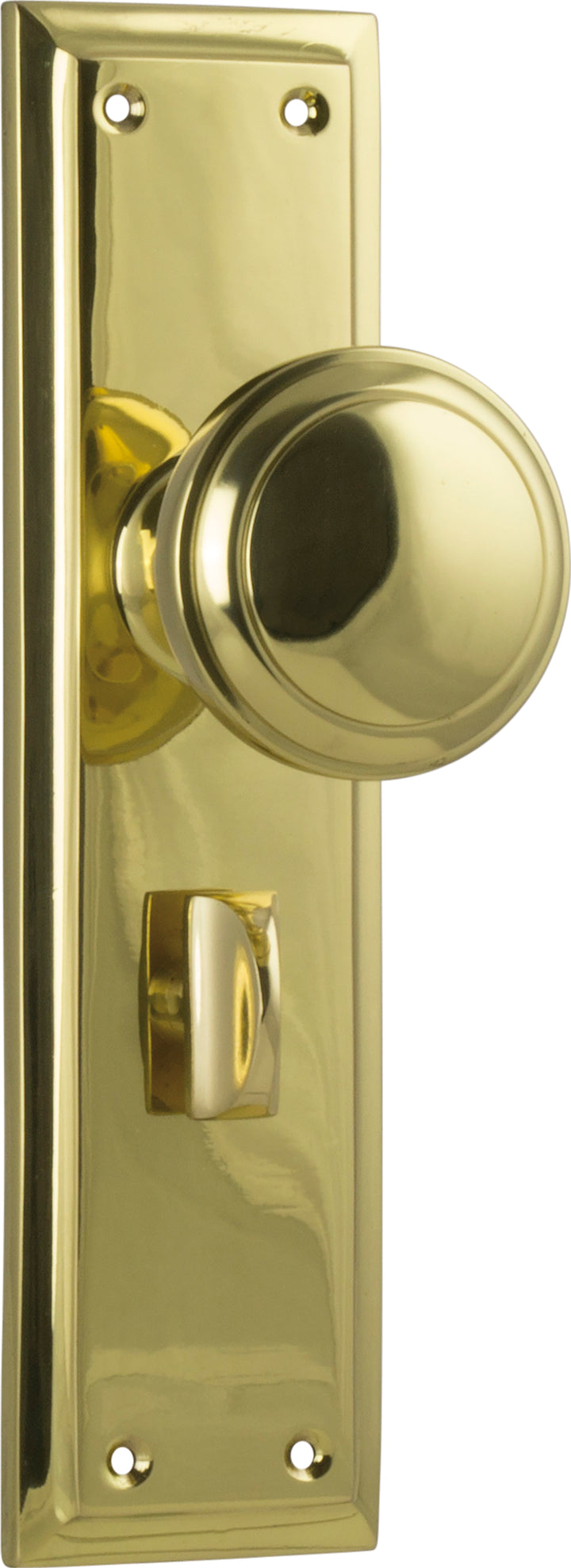 Door Knob Milton Privacy Pair Unlacquered Polished Brass H200xW50xP73mm with privacy adaptor