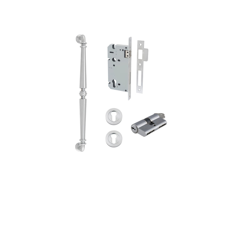 Sarlat Pull Handle - 450mm Entrance Kit with Separate High Security Lock Brushed Chrome