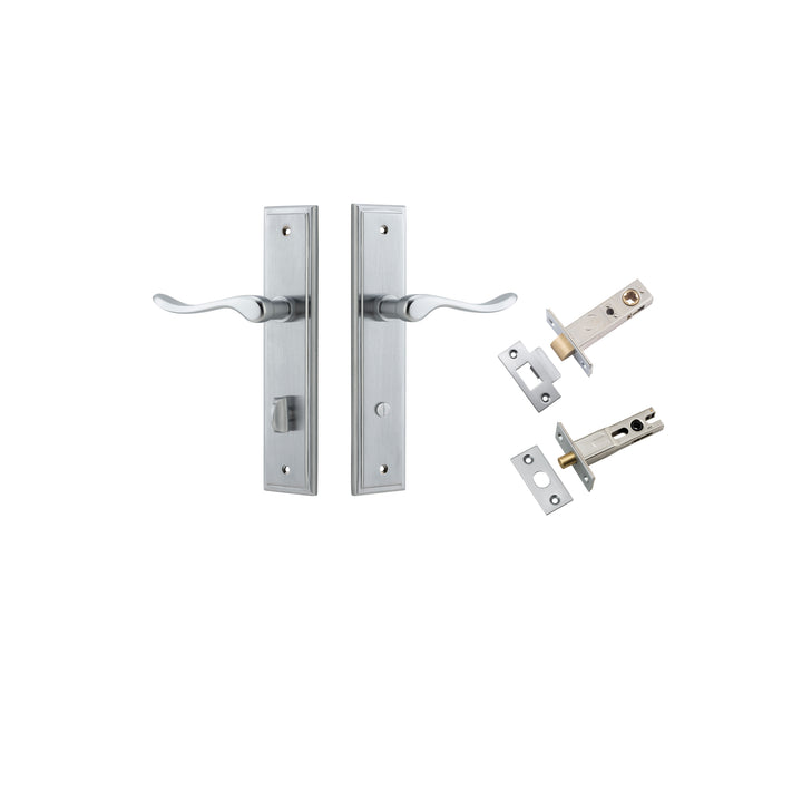 Stirling Lever - Stepped Backplate Privacy Kit with Privacy Turn Brushed Chrome