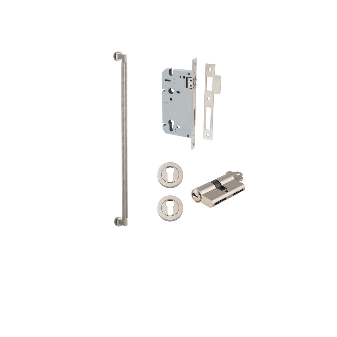 Brunswick Pull Handle - 600mm Entrance Kit with Separate High Security Lock Satin Nickel