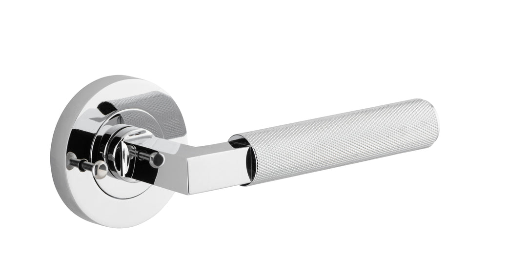 Brunswick Lever - Round Rose Privacy Kit (Inbuilt Privacy) Polished Chrome