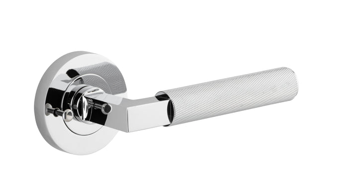 Brunswick Lever - Round Rose Privacy Kit (Inbuilt Privacy) Polished Chrome