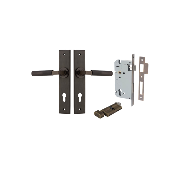 Brunswick Lever - Chamfered Backplate Entrance Kit with High Security Lock Signature Brass